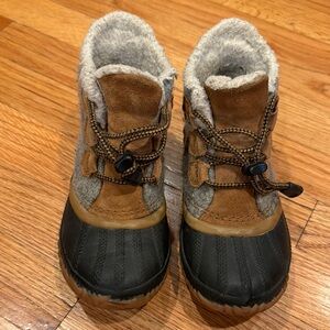 Cozy Brown and Gray Kids Boots